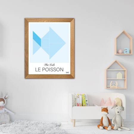 Affiche LE POISSON The Fish - 50 x 40 cm - Bleu - Tangraf