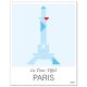 Affiche PARIS La Tour Eiffel - 50 x 40 cm - Bleu - Tangraf