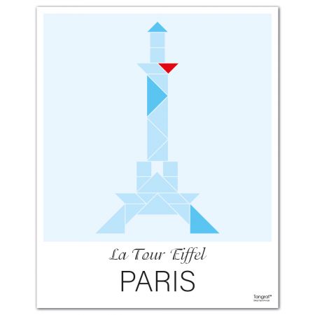 Affiche PARIS La Tour Eiffel - 50 x 40 cm - Bleu - Tangraf