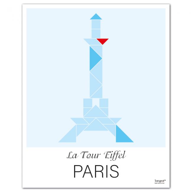 Affiche PARIS La Tour Eiffel - 50 x 40 cm - Bleu - Tangraf