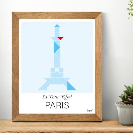 Affiche PARIS La Tour Eiffel - 50 x 40 cm - Bleu - Tangraf