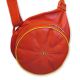 Sac rond à bandoulière en cuir - Orange avec étoile