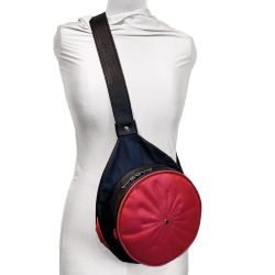 Sac rond à bandoulière en cuir - Rouge avec étoile