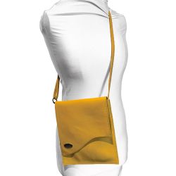 Sac pochette à bandoulière en cuir - Jaune