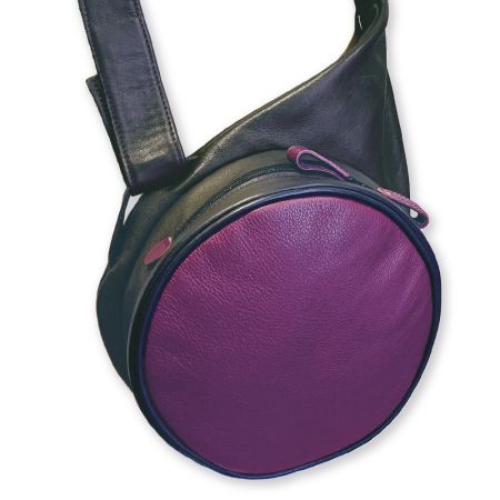 Sac rond à bandoulière en cuir - Violet