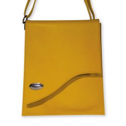 Sac pochette à bandoulière en cuir - Jaune