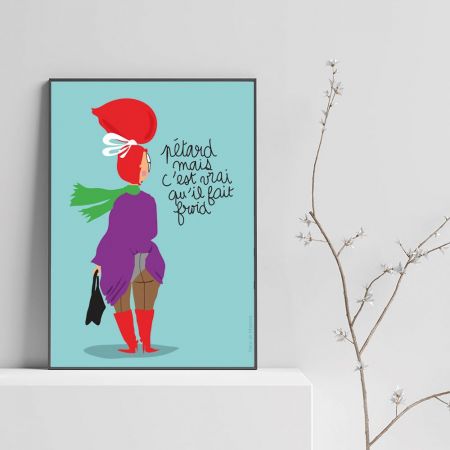 Affiche humoristique " Frileuse (version hiver) " - 21 x 29,7 cm