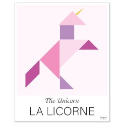 Affiche " LA LICORNE " The Unicorn - 50 x 40 cm - Rose - Tangraf