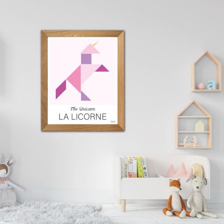 Affiche " LA LICORNE " The Unicorn - 50 x 40 cm - Rose - Tangraf