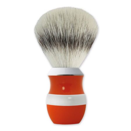 Blaireau de rasage de Luxe " Seventies " Inox - Orange / Blanc - MONT BLANC