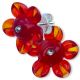 Boucles d'oreilles fleurs en verre filé - Rouge et Orange