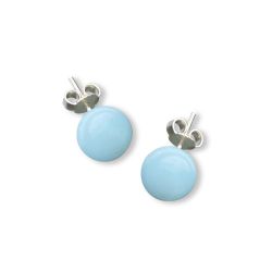 Boucles d'oreilles rondes en verre filé - Bleu pâle