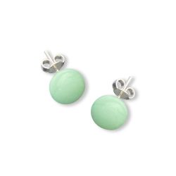 Boucles d'oreilles rondes en verre filé - Vert pâle