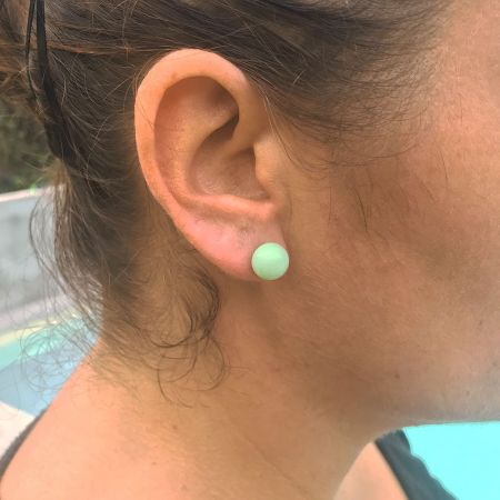 Boucles d'oreilles rondes en verre filé - Vert pâle