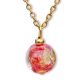 Collier doré perle feuille d'or - Rouge