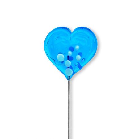 Tige à planter coeur en verre filé - Bleu à pois Blanc