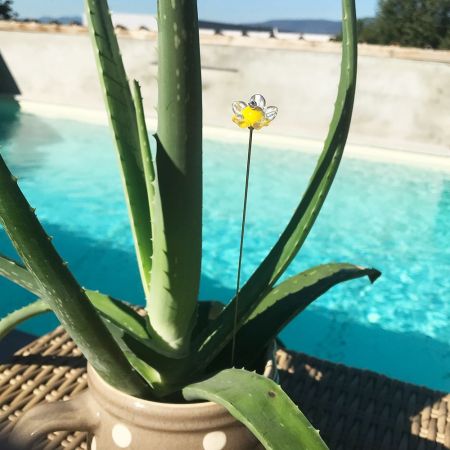 Tige à planter fleur en verre filé - Jaune