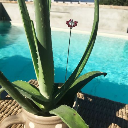 Tige à planter fleur en verre filé - Violet