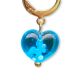Boucles d'oreilles coeur en verre filé - Bleu à pois Blanc