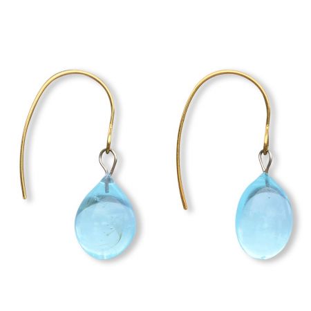 Boucles d'oreilles goutte d'eau en verre filé - Bleu