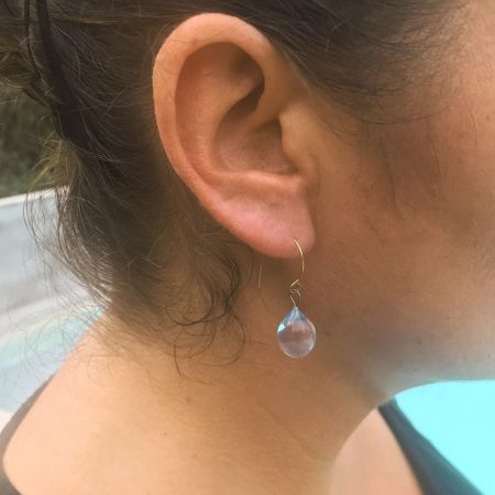 Boucles d'oreilles goutte d'eau en verre filé - Bleu