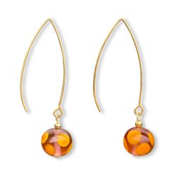 Boucles d'oreilles perles rondes en verre filé - Rose et Orange