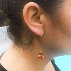 Boucles d'oreilles perles rondes en verre filé - Rose et Orange