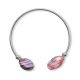 Bracelet jonc perles de verre ovales - Rose et Violet