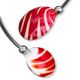 Bracelet jonc perles de verre ovales - Rouge et Blanc