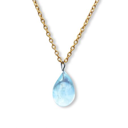 Collier goutte d'eau en verre filé - Bleu