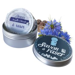 Savon à raser artisanal bio avec boîte - Nigelle & Karité