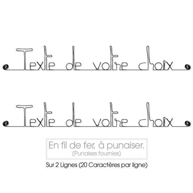 Phrase en fil de fer personnalisable sur 2 lignes