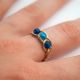 Bague 3 agates bleues - Monture et nuances au choix