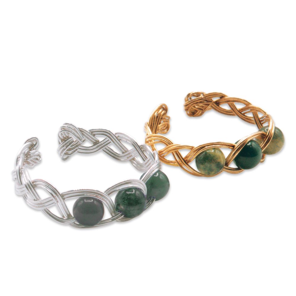 Bague Argent 925 Nœud Avec Agates Vertes - Taille 52 - Occasion Comme Neuf