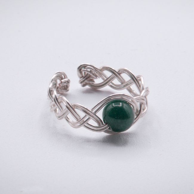 Bague solitaire agate mousse verte - Monture au choix