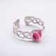 Bague solitaire agate rose - Monture et nuances au choix