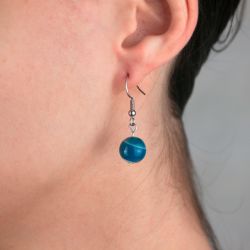 Boucles d'oreilles agate bleue - Nuances au choix