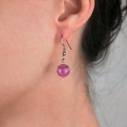 Boucles d'oreilles agate rose - Nuances au choix