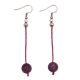 Boucles d'oreilles - Améthiste violette sur soie tressée rose