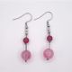 Boucles d'oreilles - 2 Agates roses sur soie tressée grise - Nuances au choix