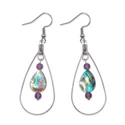 Boucles d'oreilles abalones - Améthystes violettes