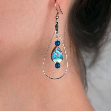 Boucles d'oreilles abalones - Lapis-lazulis bleus