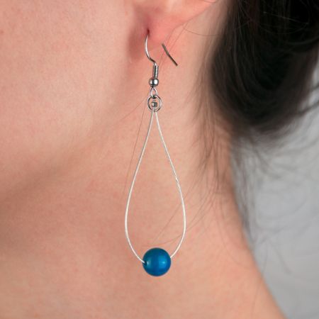 Boucles d'oreilles gouttes - Agate bleue - Nuances et taille au choix