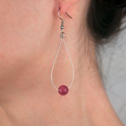 Boucles d'oreilles gouttes - Agate rose - Nuances et taille au choix