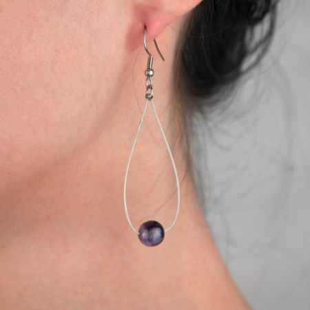 Boucles d'oreilles gouttes - Améthyste violette - Taille au choix