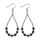 Boucles d'oreilles gouttes - 6 Lapis-lazulis bleus et 1 Jaspe rouge