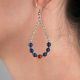 Boucles d'oreilles gouttes - 6 Lapis-lazulis bleus et 1 Jaspe rouge