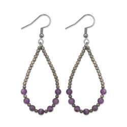 Boucles d'oreilles gouttes - 7 Améthystes violettes