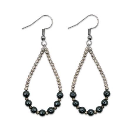 Boucles d'oreilles gouttes - 7 Hématites grises