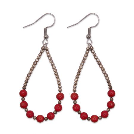 Boucles d'oreilles gouttes - 7 Jaspes rouges